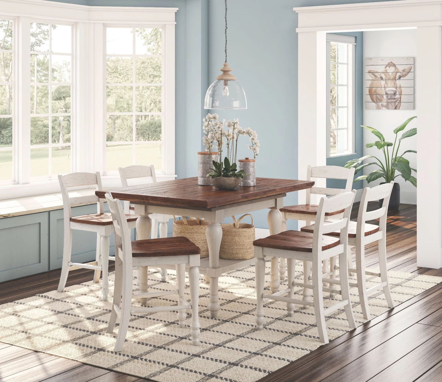 Ashley Marsilona Two Tone Pub Table & 4 Barstools 1 Ashley Marsilona Two Tone Pub Table & 4 Barstools