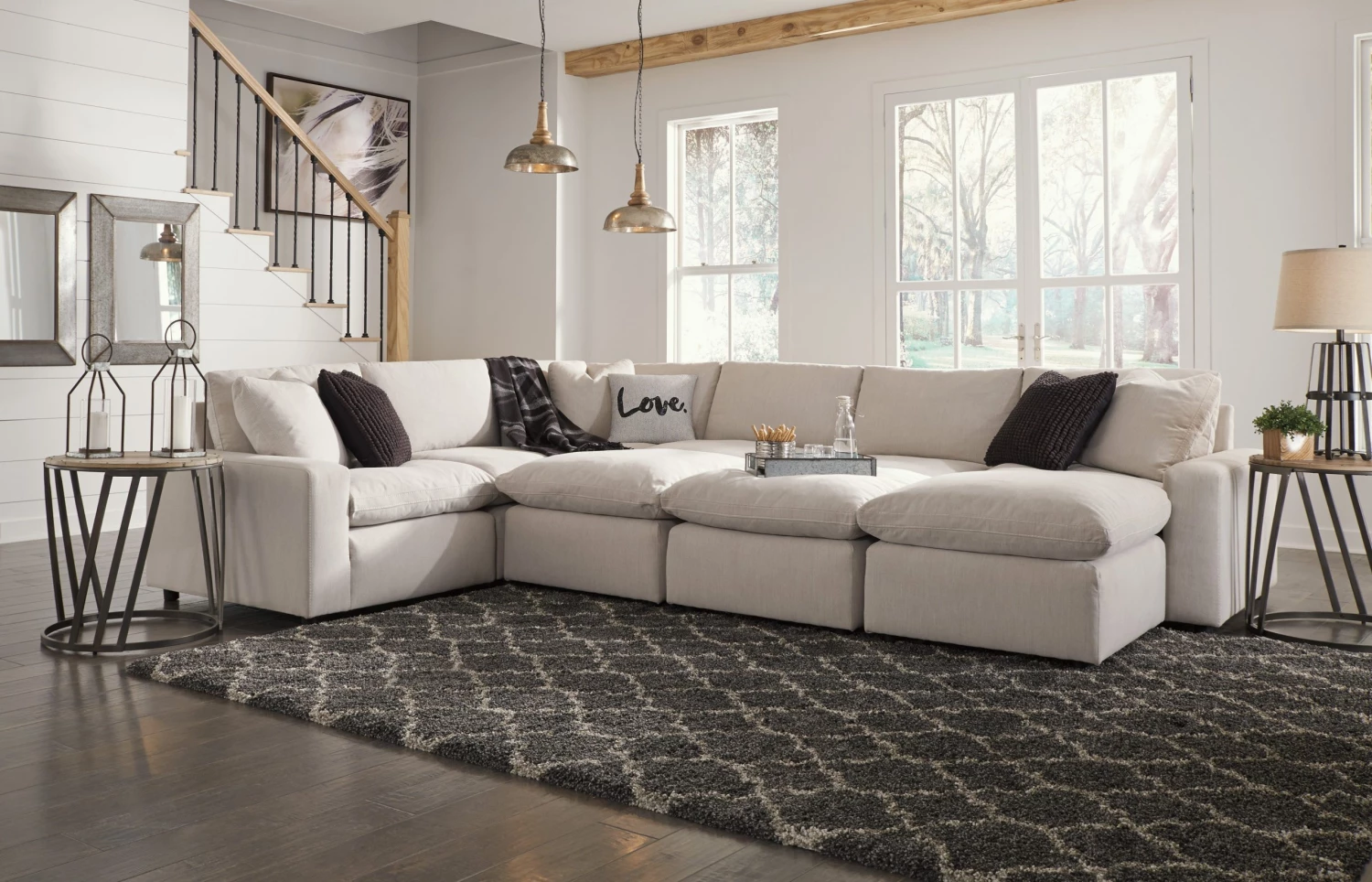 Ashley Sectionals Savesto 5-Piece Sectional - Ivory 1 Ashley Sectionals Savesto 5-Piece Sectional - Ivory