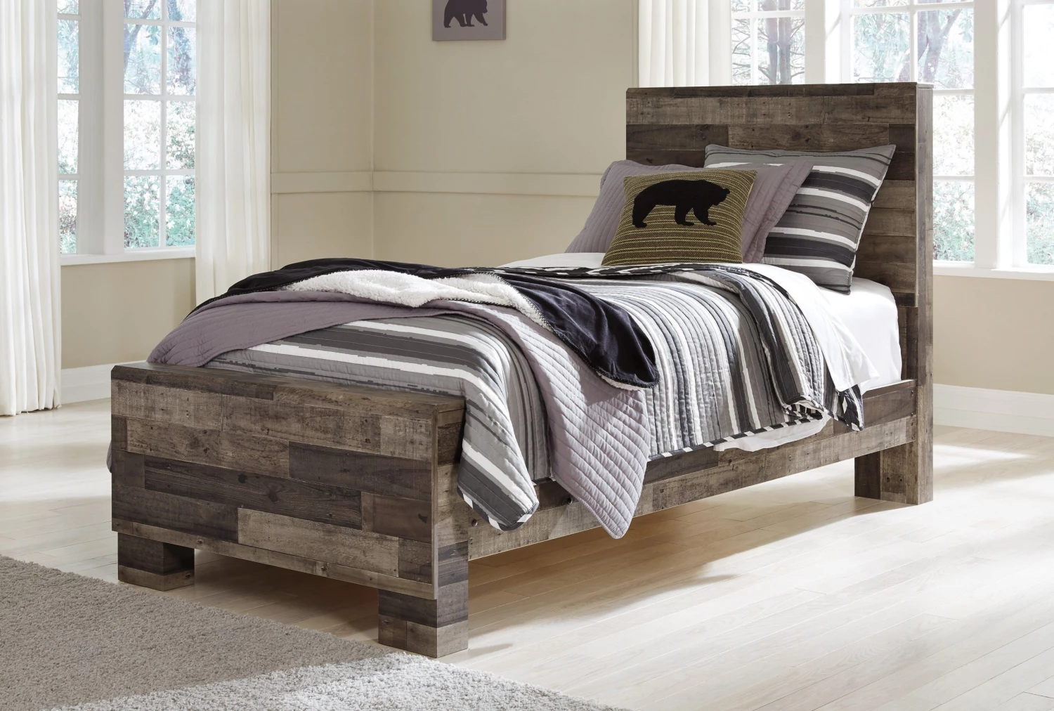 Ashley Beds Derekson Twin Panel Bed - Multi - Gray 1 Ashley Beds Derekson Twin Panel Bed - Multi - Gray
