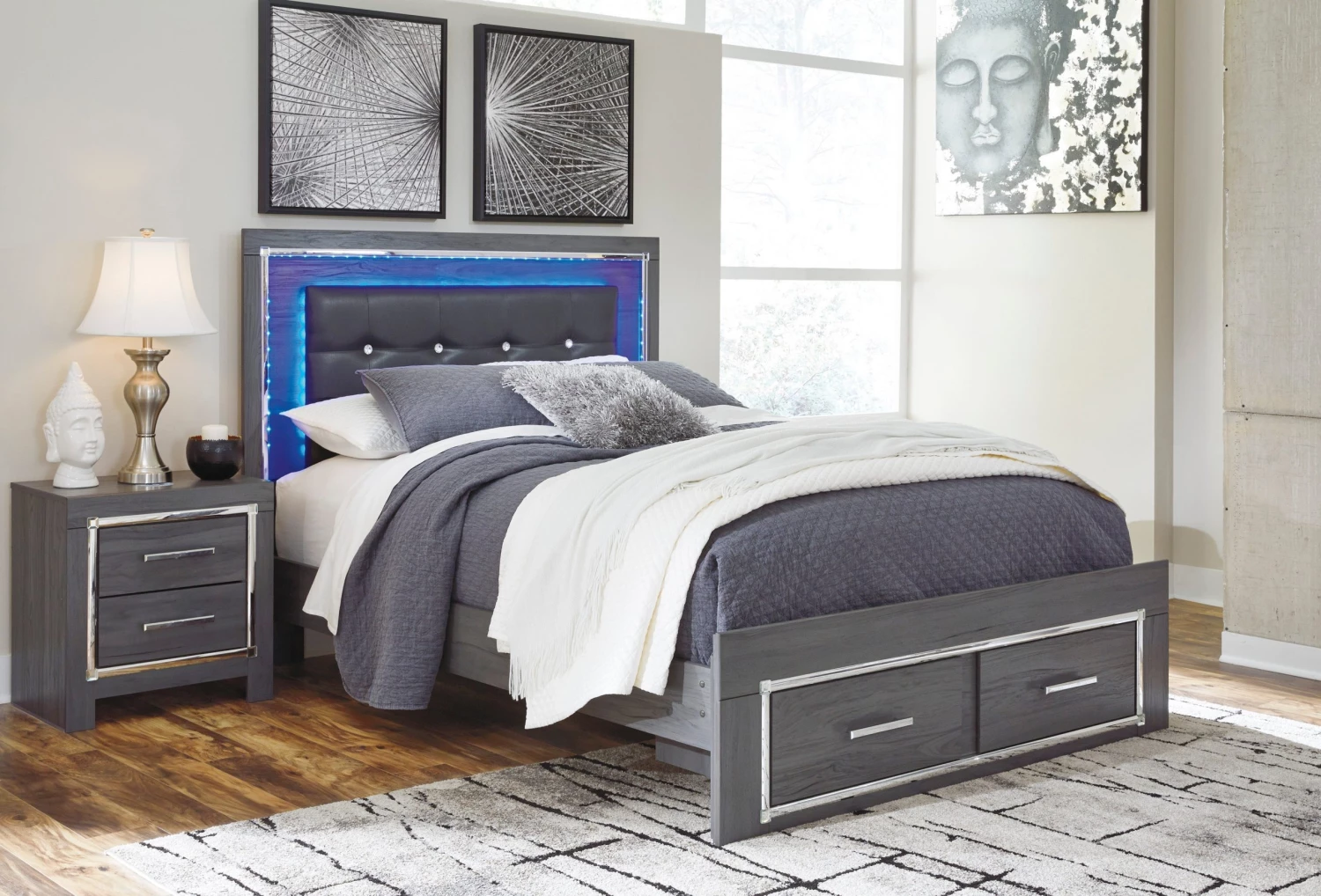 Ashley Lodanna King Bed With Footboard Storage Beds 1 Ashley Lodanna King Bed With Footboard Storage Beds