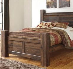 Ashley Quinden King Poster Bed - Dark - Brown