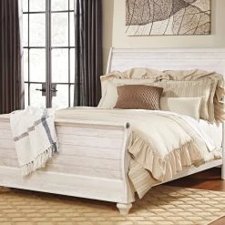 Ashley Willowton Queen Sleigh Bed - Whitewash Beds