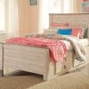 Ashley Willowton Full Panel Bed With Under Bed Storage - Whitewash