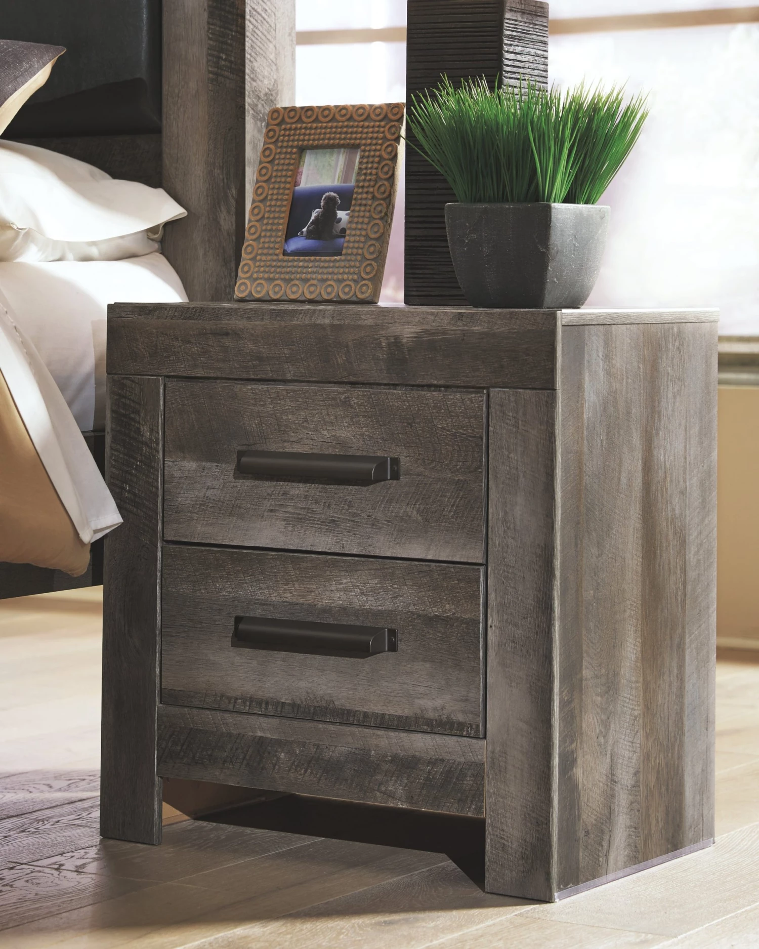 Ashley Wynnlow Gray 2-Drawer Night Stand Bedroom 1 Ashley Wynnlow Gray 2-Drawer Night Stand Bedroom