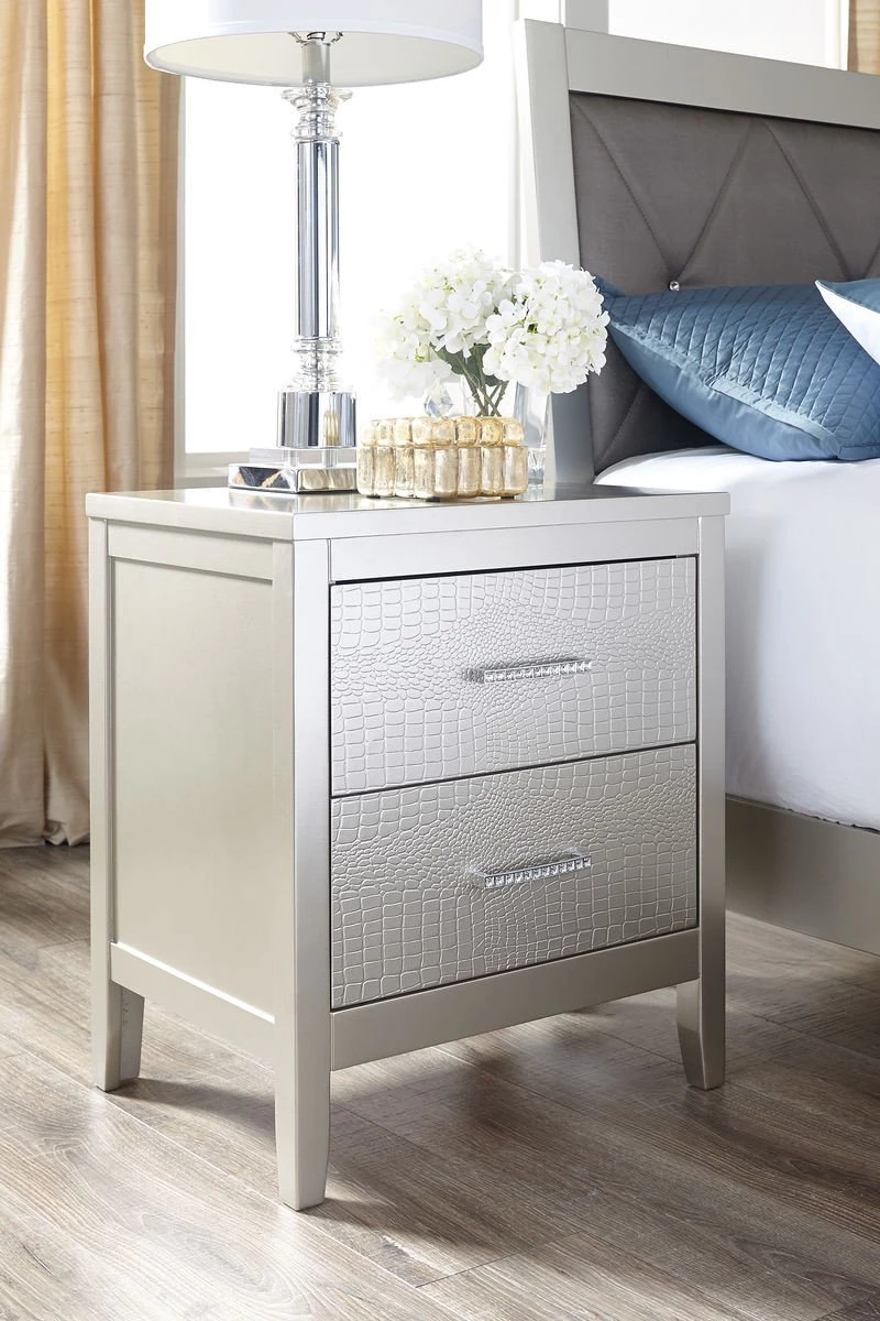 Ashley Olivet Silver Two Drawer Night Stand 1 Ashley Olivet Silver Two Drawer Night Stand