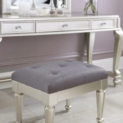 Ashley Coralayne Silver Upholstered Stool Bedroom