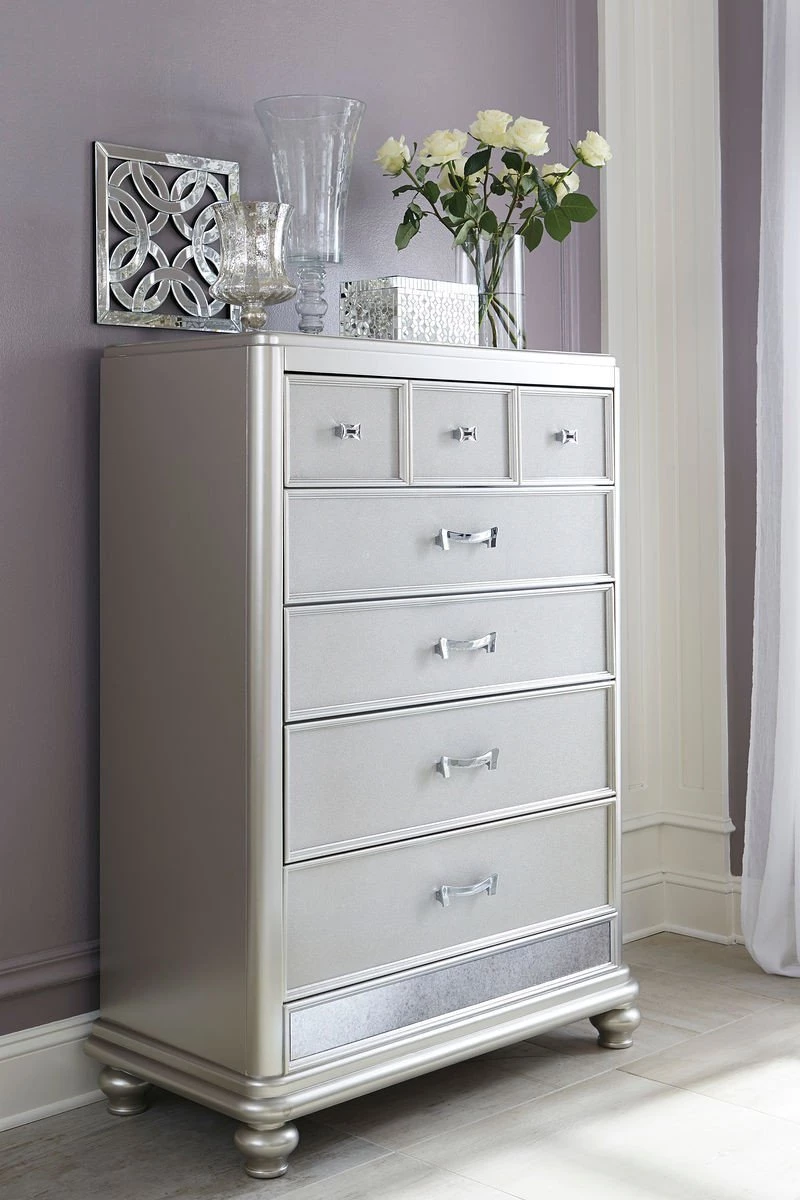 Ashley Coralayne Silver Five Drawer Chest Bedroom 1 Ashley Coralayne Silver Five Drawer Chest Bedroom
