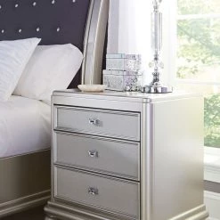 Ashley Bedroom Coralayne Queen Tufted Bed With Dresser Mirror & Nightstand