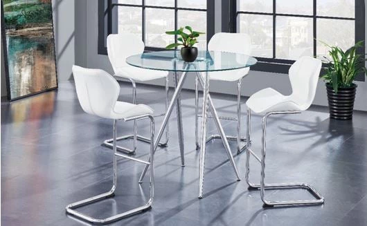 Global D1503 Bar Table With 4 White Bar Stools 1 Global D1503 Bar Table With 4 White Bar Stools