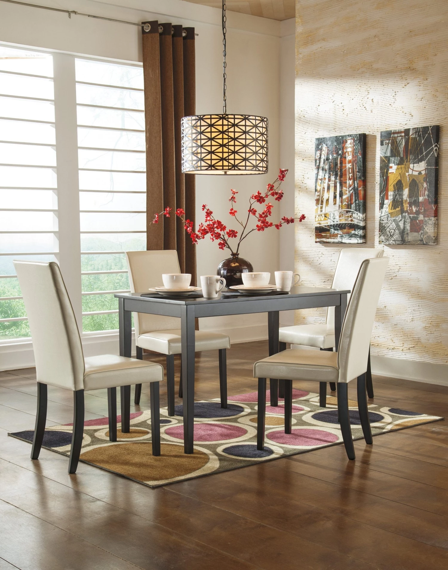 Ashley Kimonte Rectangular Dining Room Table With Ivory Chairs 1 Ashley Kimonte Rectangular Dining Room Table With Ivory Chairs