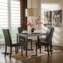 Ashley Kimonte Rectangular Dining Room Table With Brown Chairs