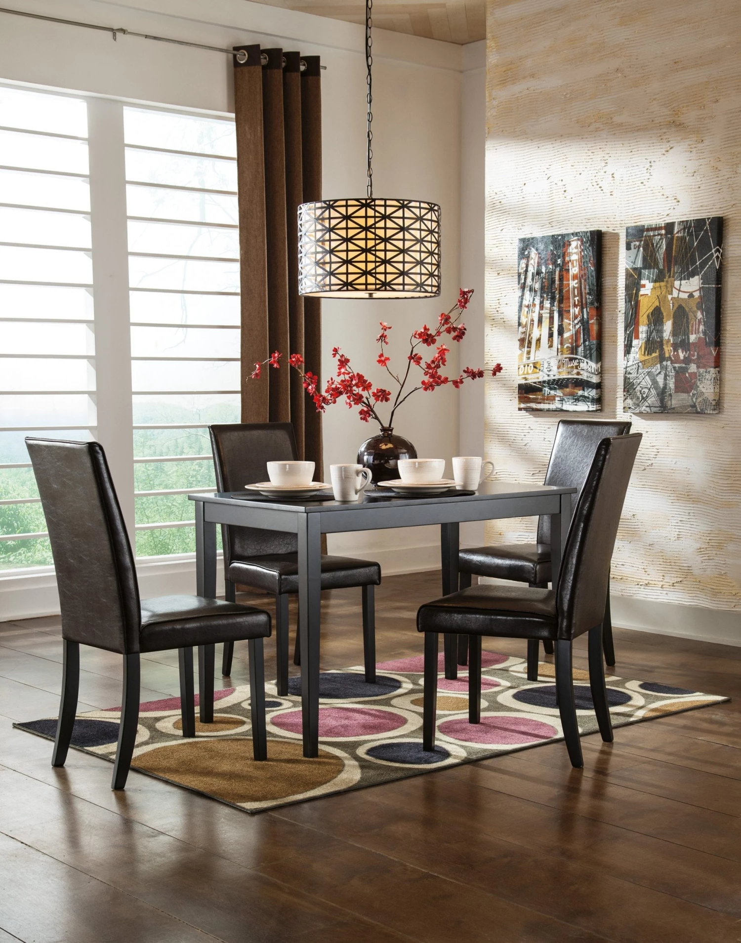 Ashley Kimonte Rectangular Dining Room Table With Brown Chairs 1 Ashley Kimonte Rectangular Dining Room Table With Brown Chairs