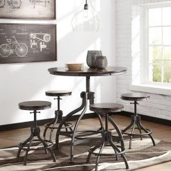 Ashley Odium Rustic Brown Dining Room Counter Table Set (5/CN)