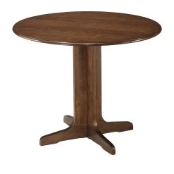 Ashley Stuman Medium Brown Round Drop Leaf Table Dining Room