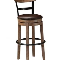 Ashley Dining Room Pinnadel Grayish Brown Tall Upholstered Swivel Barstool