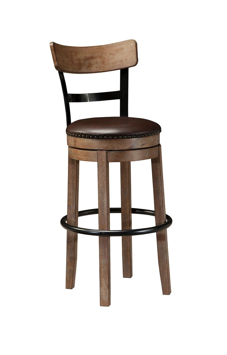 Ashley Dining Room Pinnadel Grayish Brown Tall Upholstered Swivel Barstool 1 Ashley Dining Room Pinnadel Grayish Brown Tall Upholstered Swivel Barstool