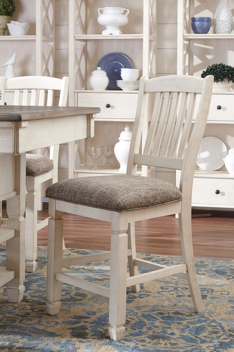 Ashley Dining Room Bolanburg Antique White Upholstered Barstool 1 Ashley Dining Room Bolanburg Antique White Upholstered Barstool