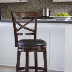 Ashley Dining Room Porter Rustic Brown Upholstered Swivel Barstool