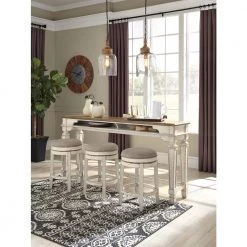 Ashley Raelyn Counter Table & 3 Swivel Bar Stools Dining Room