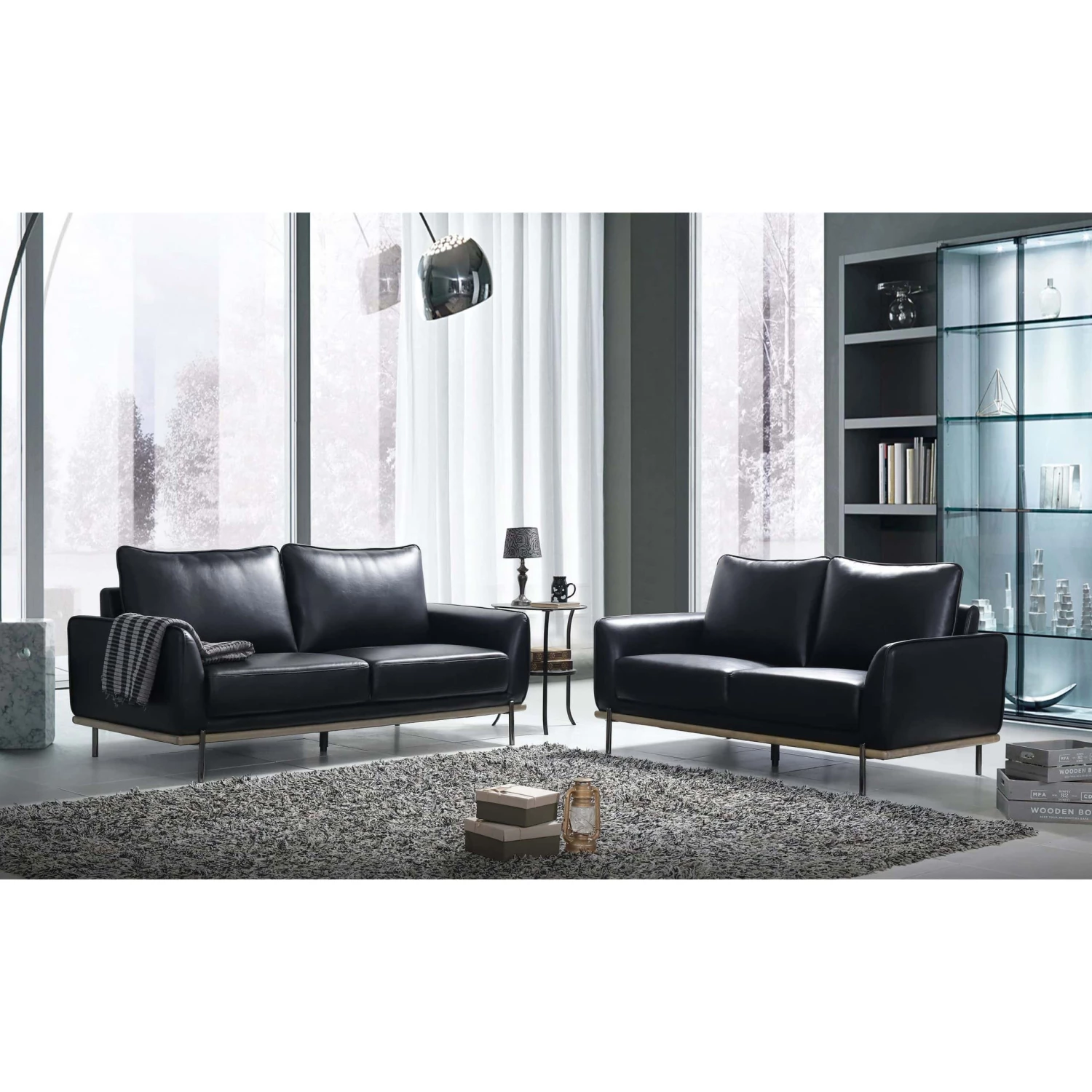 Global Living Room U858 Black Loveseat 1 Global Living Room U858 Black Loveseat