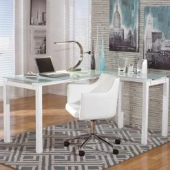 Ashley Baraga L-Shaped Desk And Swivel Desk Chair Office