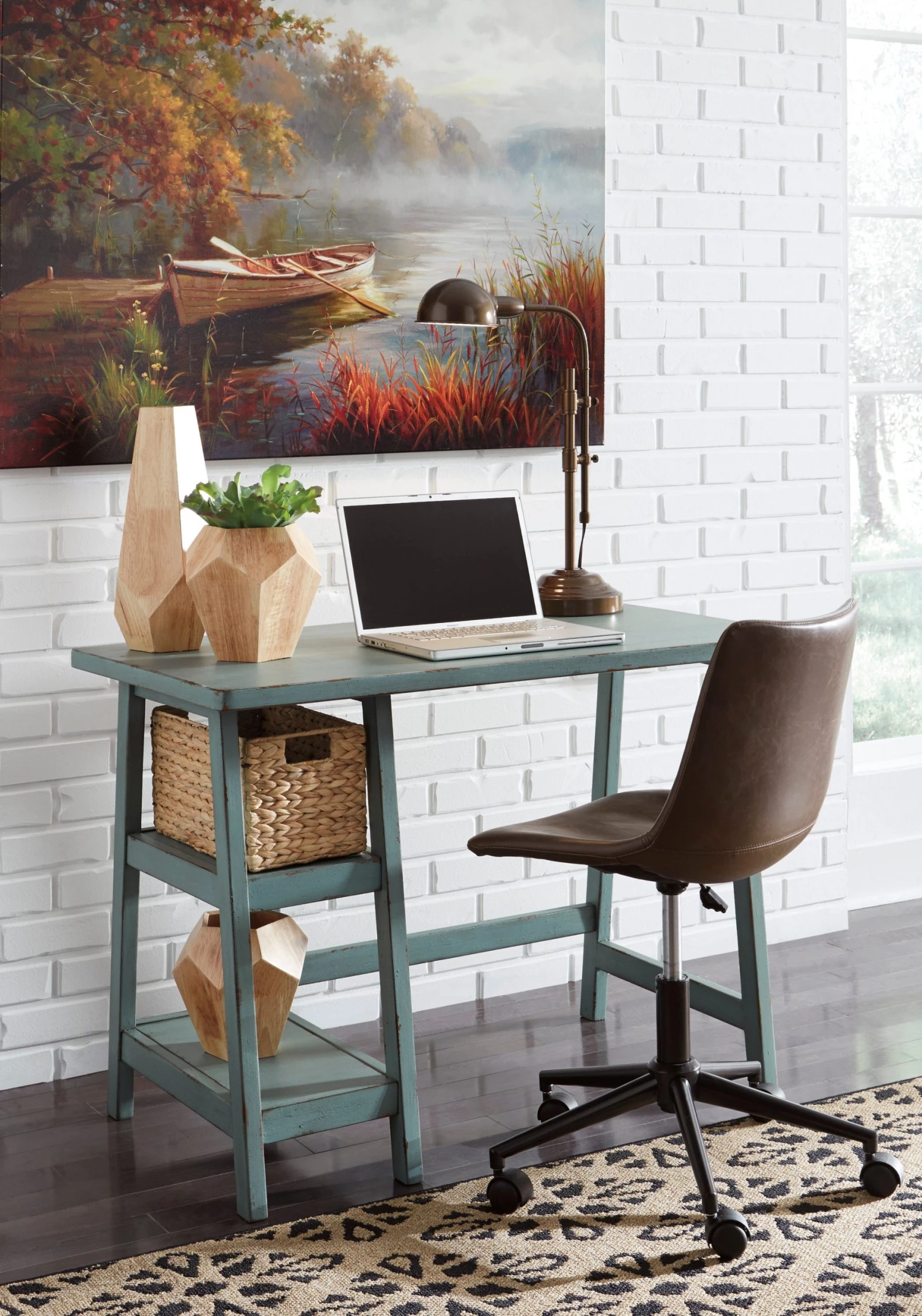 Ashley Desks Mirimyn Teal Small Desk 1 Ashley Desks Mirimyn Teal Small Desk