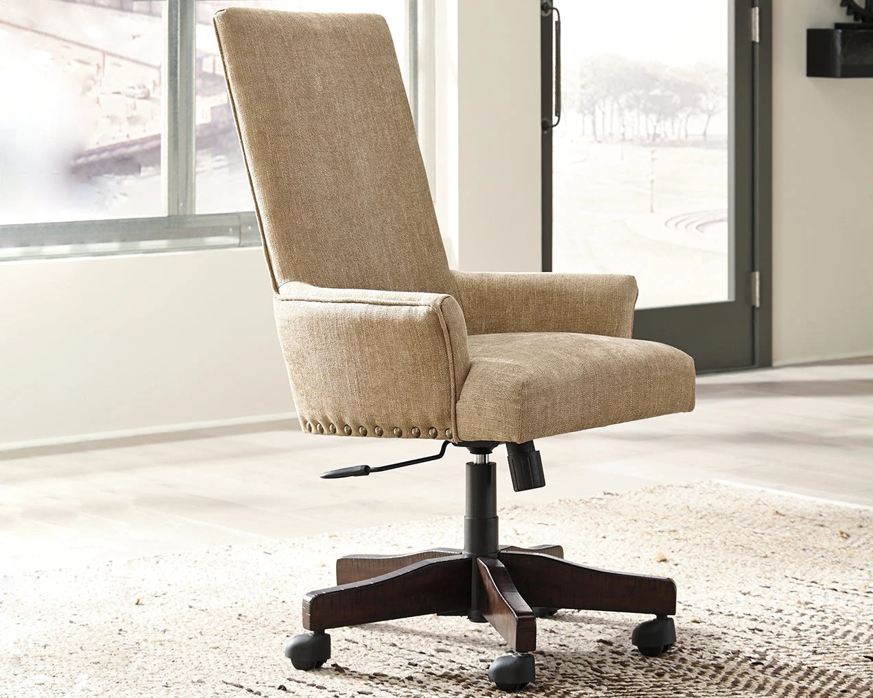 Ashley Baldridge-Rustic Light Brown Upholstered. Swivel Desk Chair Office 1 Ashley Baldridge-Rustic Light Brown Upholstered. Swivel Desk Chair Office