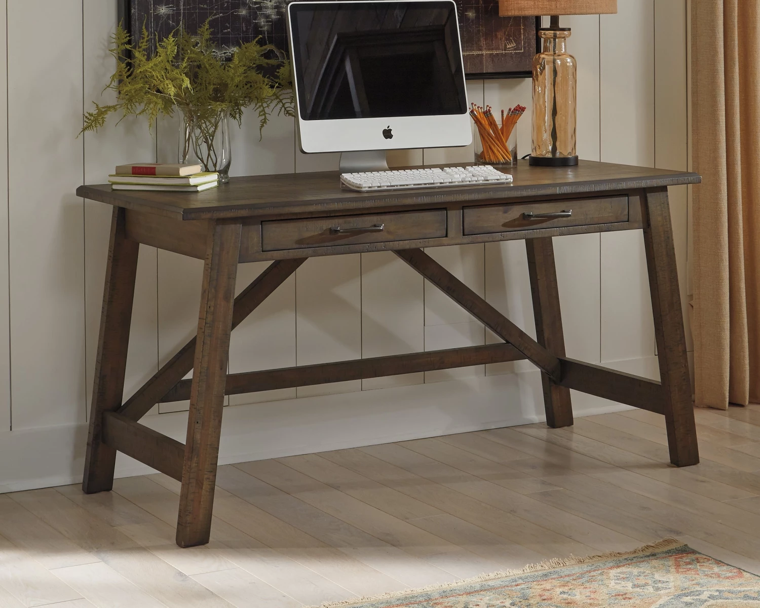 Ashley Johurst Brown Home Office Large Leg Desk 1 Ashley Johurst Brown Home Office Large Leg Desk