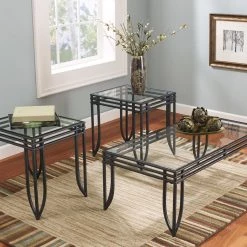 Ashley Exeter Black/Brown Occasional Table Set (set Of 3) Living Room