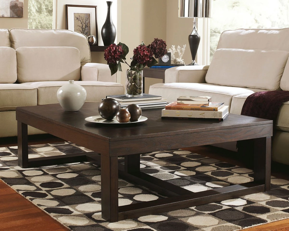 Ashley Living Room Watson Dark Brown Finish Rectangular Cocktail Table 1 Ashley Living Room Watson Dark Brown Finish Rectangular Cocktail Table