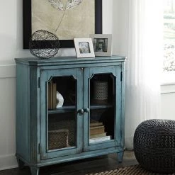 Ashley Mirimyn Antique Teal Door Accent Cabinet Cabinets