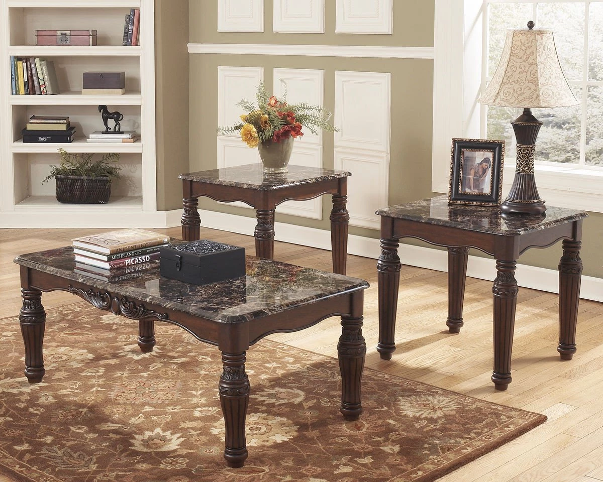 Ashley North Shore Dark Brown Occasional Table Set (set Of 3) Living Room 1 Ashley North Shore Dark Brown Occasional Table Set (set Of 3) Living Room