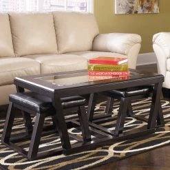 Ashley Kelton Espresso Cocktail Table With 2 Stools