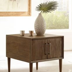Ashley Kisper Dark Brown Square End Table Living Room