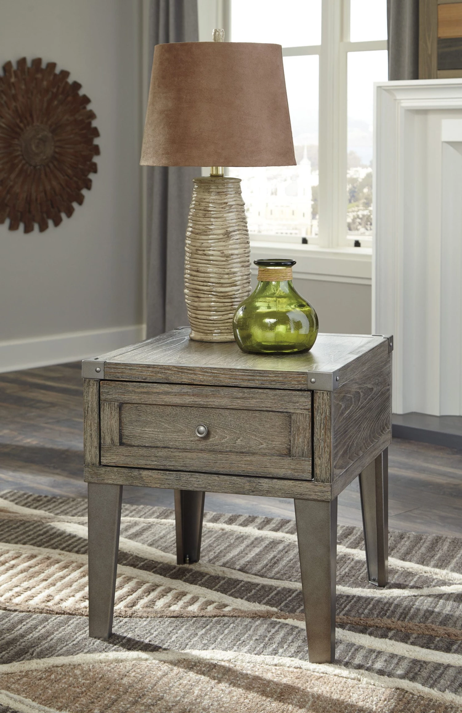 Ashley Chazney- Rustic Brown Rectangular End Table End Tables 1 Ashley Chazney- Rustic Brown Rectangular End Table End Tables