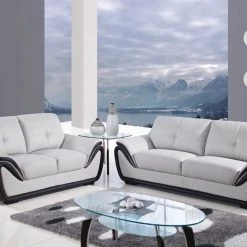Global Emani Grey And Black Living Room Set
