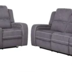 Global Living Room U8087 Gray Power Reclining Loveseat