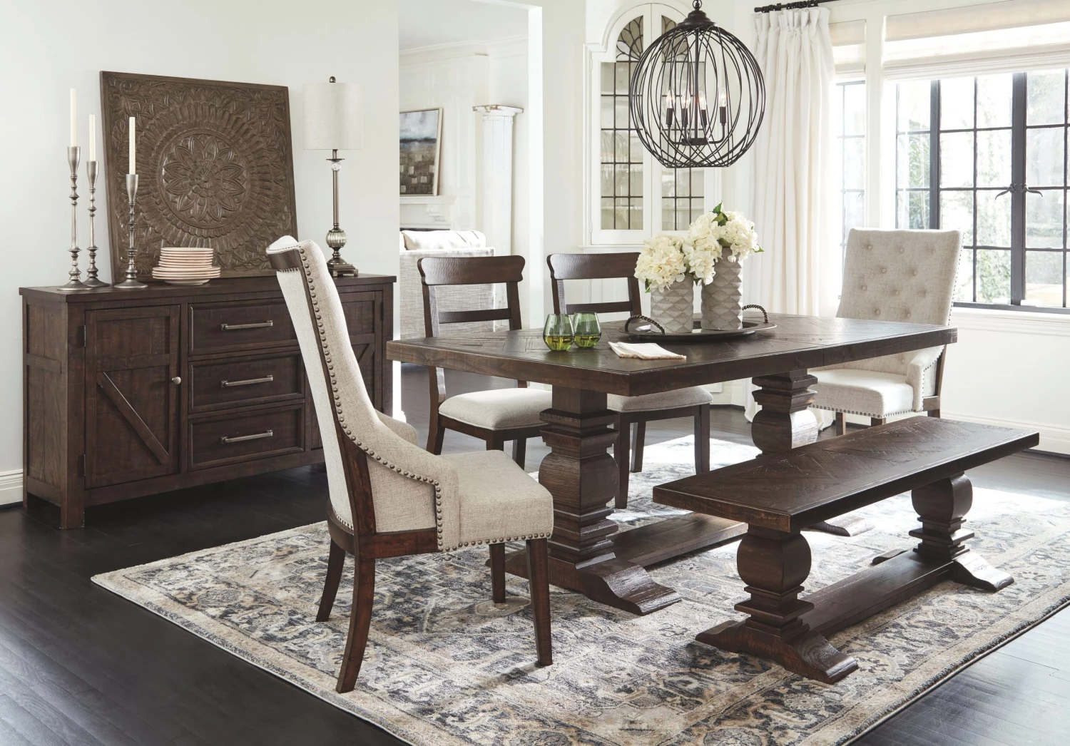Ashley Hillcott Dark Brown Table & 4 Side Chairs 1 Ashley Hillcott Dark Brown Table & 4 Side Chairs