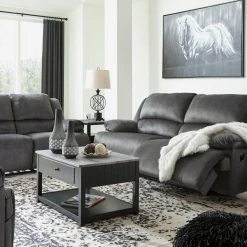 Ashley Clonmel Charcoal Recl. Sofa Recl. Loveseat & Zero Wall Wide Seat Recliner Living Room
