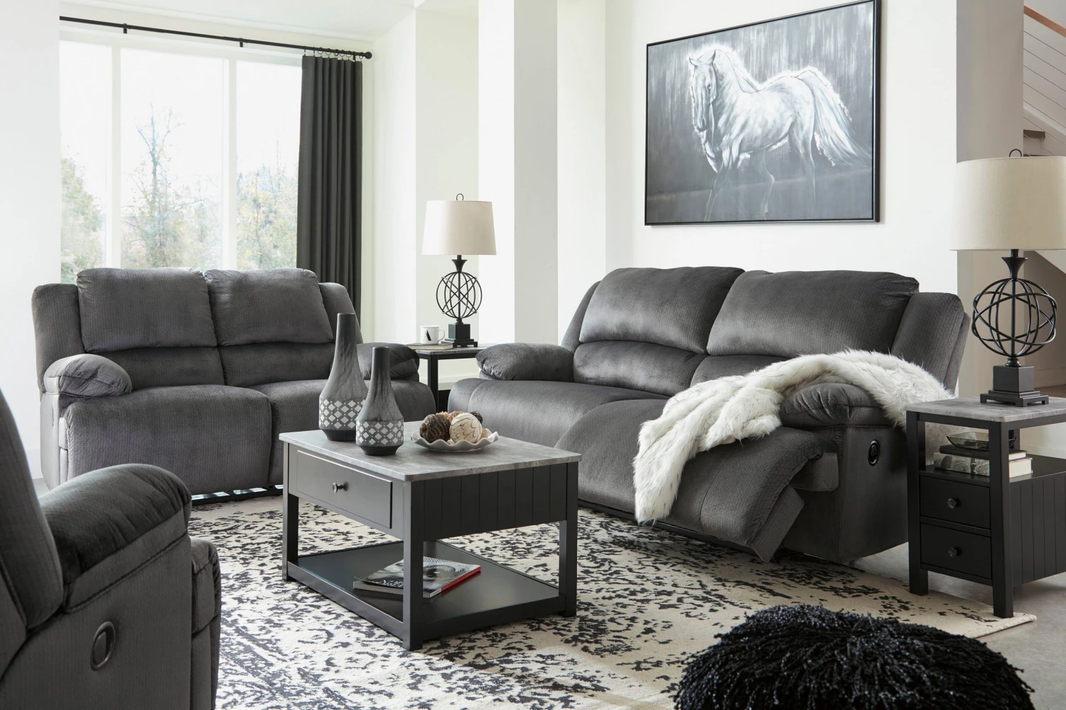 Ashley Clonmel Charcoal Recl. Sofa Recl. Loveseat & Zero Wall Wide Seat Recliner Living Room 1 Ashley Clonmel Charcoal Recl. Sofa Recl. Loveseat & Zero Wall Wide Seat Recliner Living Room
