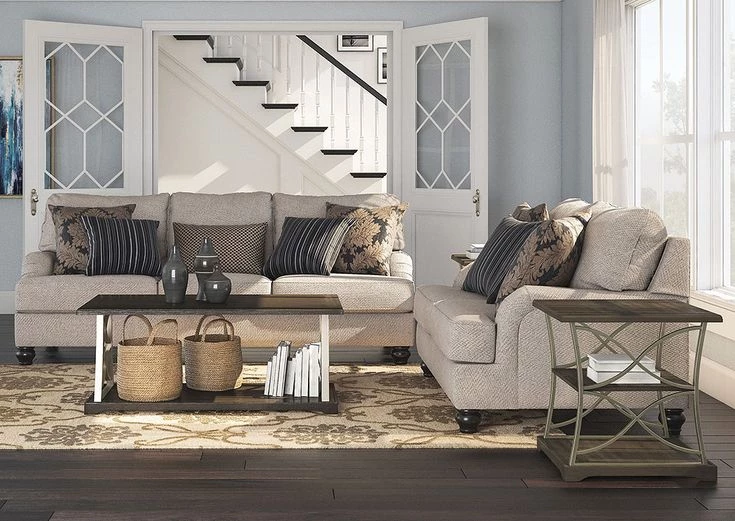 Ashley Fermoy Pewter Sofa & Loveseat Living Room 1 Ashley Fermoy Pewter Sofa & Loveseat Living Room