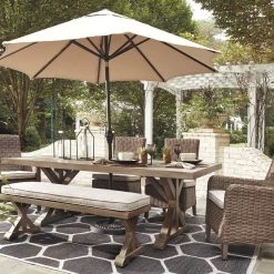 Ashley All Dining Tables Beachcroft Dining Table With Umbrella Option