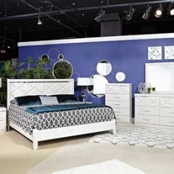 Ashley Dreamur - Champagne King Bed W/ Dresser & Mirror
