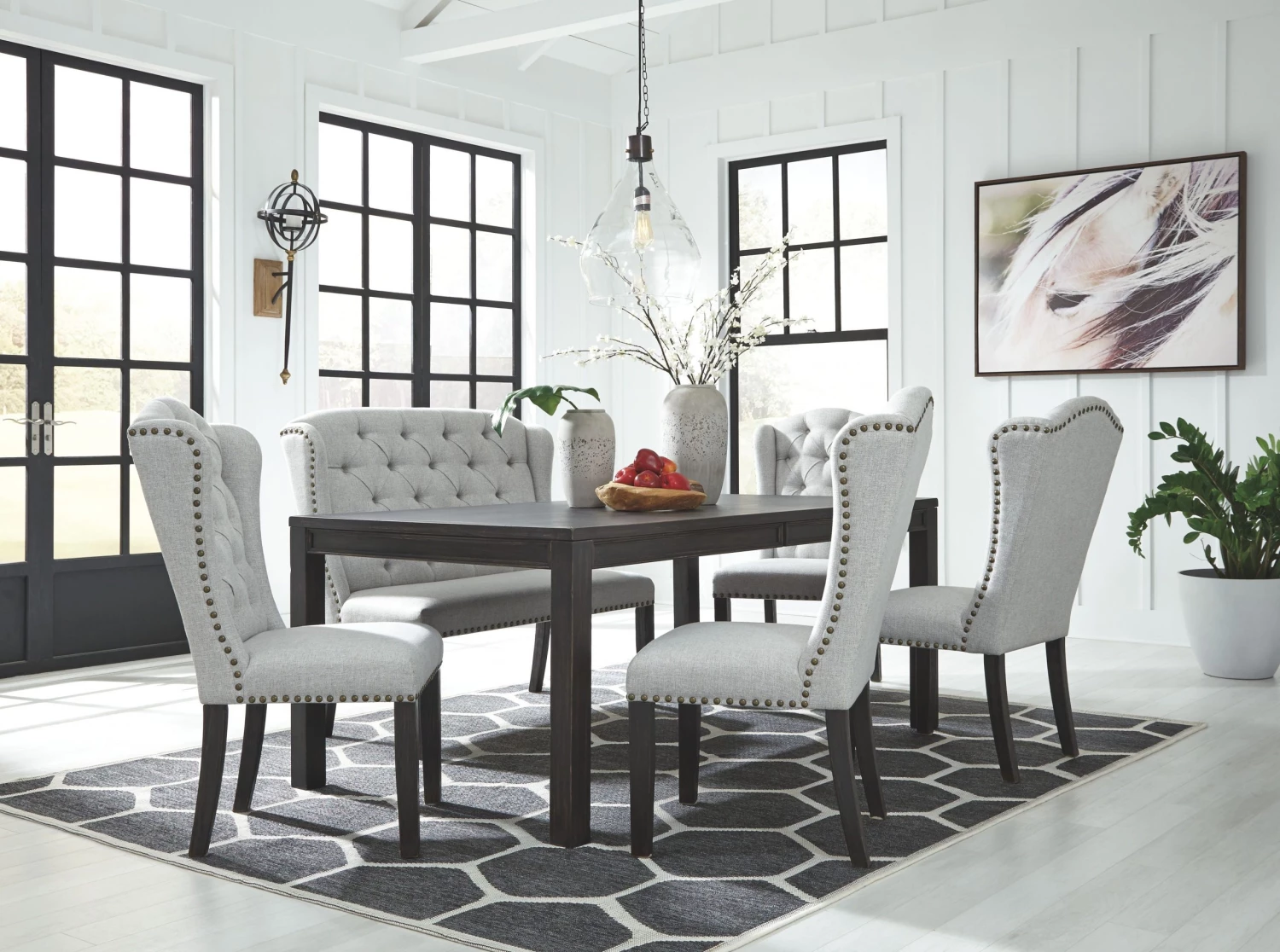 Ashley Jeanette Table 4 Side Chairs & Bench Dining Room 1 Ashley Jeanette Table 4 Side Chairs & Bench Dining Room