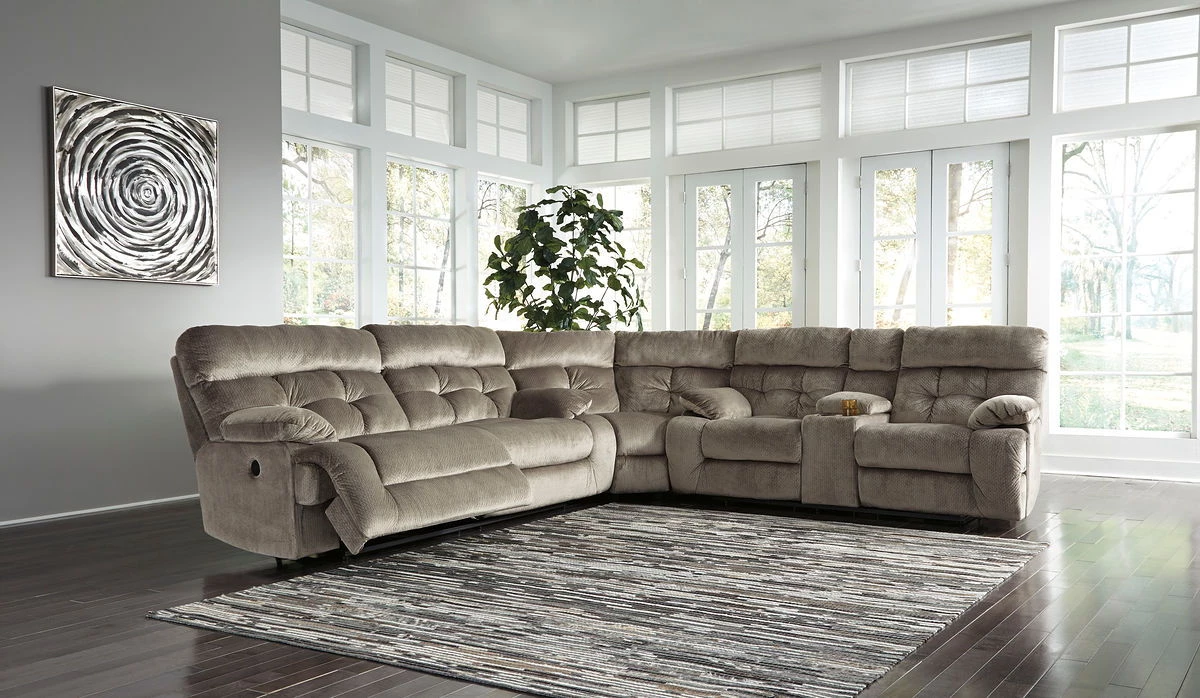 Ashley Brassville Greystone 3-Piece Reclining Sectional 1 Ashley Brassville Greystone 3-Piece Reclining Sectional