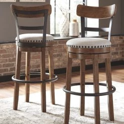 Ashley Valebeck - Brown - Tall Upholstered Swivel Barstool