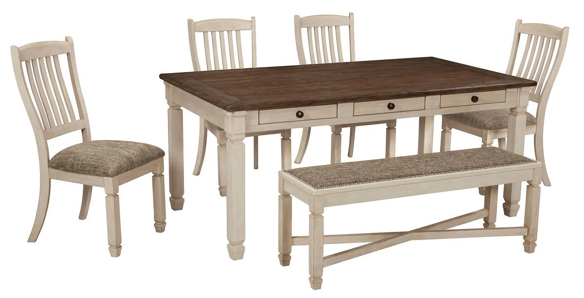 Ashley Dining Room Bolanburg Two Tone Table 4 Side Chairs& Bench 1 Ashley Dining Room Bolanburg Two Tone Table 4 Side Chairs& Bench
