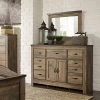 Ashley Trinell Dresser With Fireplace Insert And Mirror - Brown TV Fireplaces