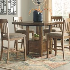Ashley Flaybern Brown Pub Table & 4 Barstools Dining Room