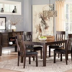 Ashley Dining Room Haddigan Dark Brown Table 4 Side Chairs Server